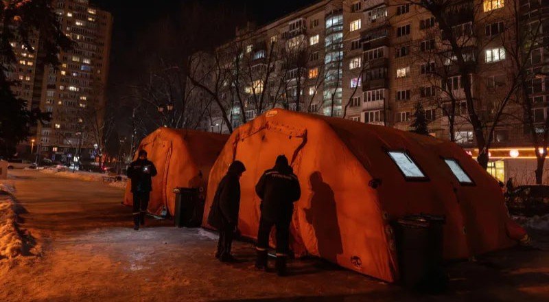 Punct public de încălzire și curent electric în Kiev