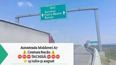 Un segment al autostrăzii A7 din zona Bacău va fi închis temporar circulației / Autostrada Moldovei A7