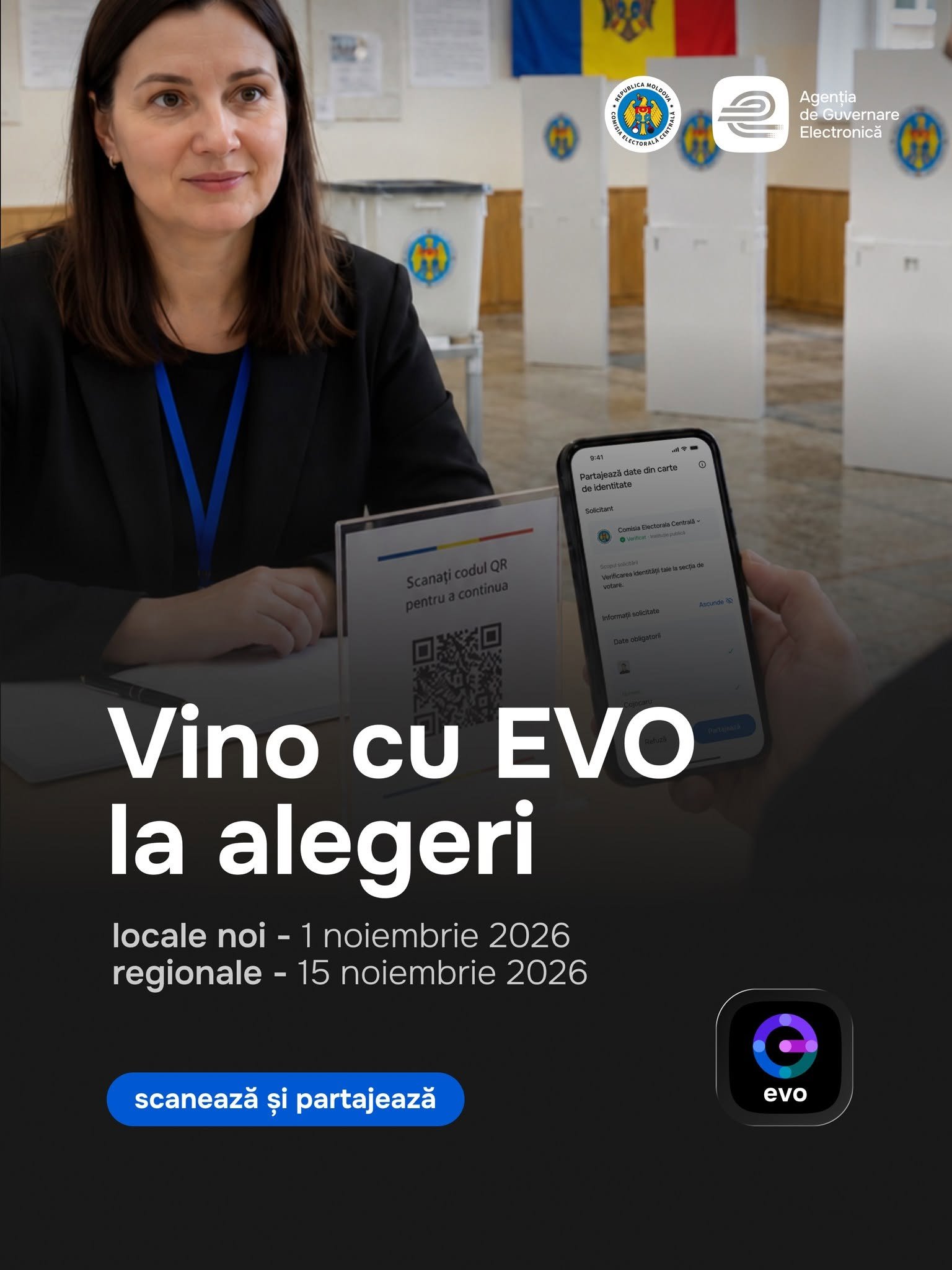 În Republica Moldova, alegătorii își vor putea confirma identitatea la vot prin intermediul aplicației EVO / cec.md